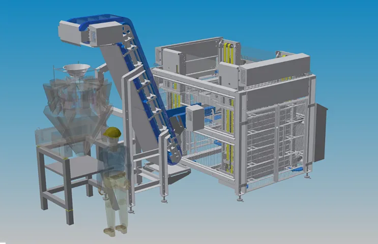 Svēršanas un fasēšanas mezgla 3D modelis